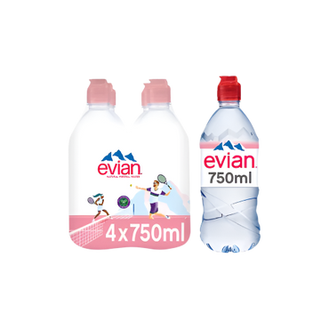 Evian Natural Mineral Water 4x750ml – Premium Still Water from the French Alps

