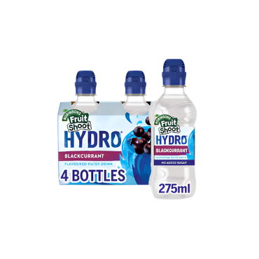 Fruit Shoot Hydro Blackcurrant Juice Drink 4x275ml – No Added Sugar, Hydrating & Healthy

