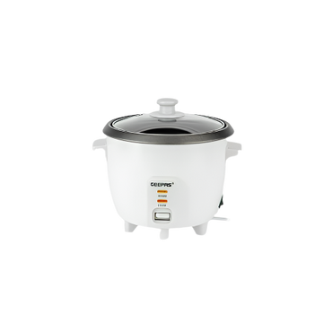 Geepas 0.6L Automatic Electric Rice Cooker – White, Non-Stick, Keep-Warm Function