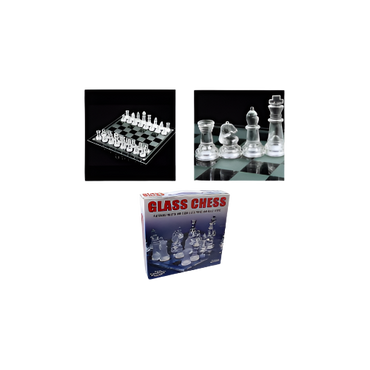 Elegant 38cm Glass Chess Board Game with Clear and Frosted Glass Pieces – IndianGroceryUK