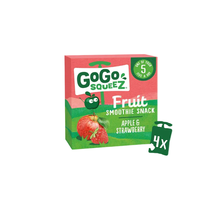 GoGo Squeez Apple Strawberry Fruit Snack 4x90g kids fruit puree pouch
