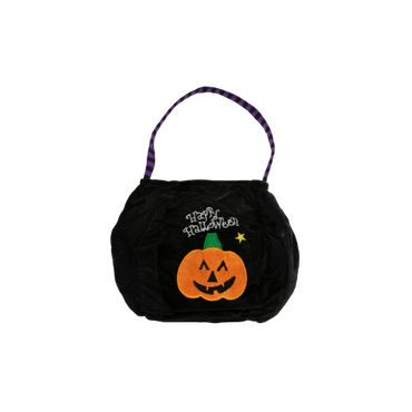 Black Halloween Plush Trick or Treat Bucket – Soft & Reusable for Kids