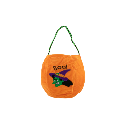Halloween Plush Orange Trick or Treat Bucket – Soft & Reusable for Kids