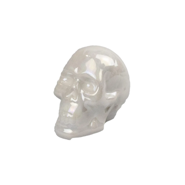 White Halloween Glazed Skull Ornament – Ceramic Halloween Decoration