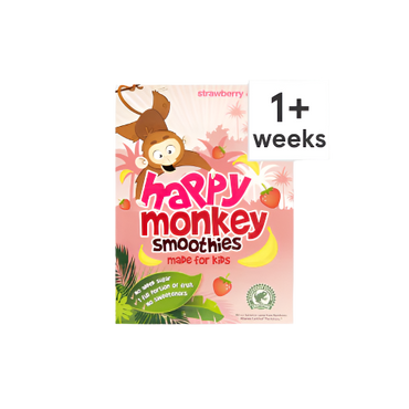Happy Monkey Smoothies Strawberry & Banana 4 x 180ml – Natural Fruit, No Added Sugar

