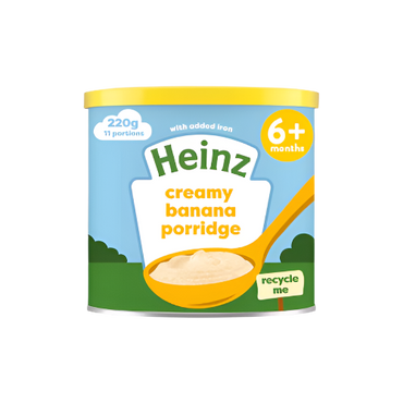 Heinz Creamy Banana Porridge Baby Food 220g – Smooth & Nutritious Breakfast for 6+ Months

