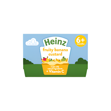 Heinz Fruity Banana Custard Baby Food Dessert Pots 4 x 100g – Creamy & Nutritious Dessert for Babies 6+ Months

