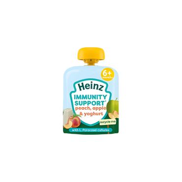 Heinz Peach, Apple & Yoghurt Immunity Support Baby Food Pouch 6+ Months – 85g | Healthy Weaning Snack