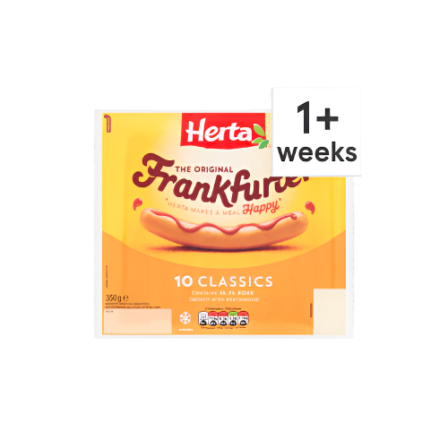 Herta Classic Frankfurter Hot Dogs 10 Pack 350g – Ready-to-Eat Smoked Sausages

