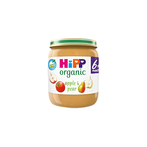 HiPP Organic Apple & Pear Baby Food Jar 4+ Months – 125g | Smooth & Natural Weaning Puree