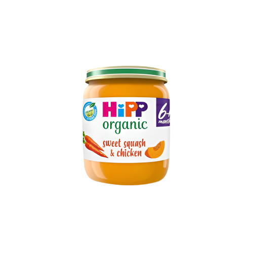 HiPP Organic Sweet Squash & Chicken Baby Food Jar 6+ Months – 125g | Nutritious Meal for Babies