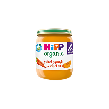 HiPP Organic Sweet Squash & Chicken Baby Food Jar 6+ Months – 125g | Nutritious Meal for Babies