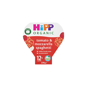 HiPP Organic Tomato & Mozzarella Spaghetti Toddler Tray Meal 12+ Months – 230g | Healthy Toddler Meal