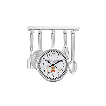Hometime Kitchen Wall Clock with Cutlery Utensil Design – 35cm Decorative Clock for Kitchen Décor

