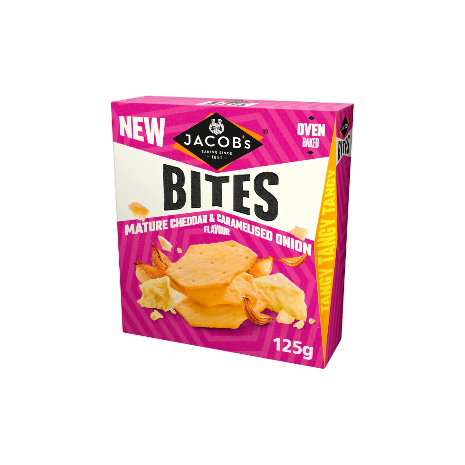 Jacob's Bites Mature Cheddar & Onion Crackers 125g Pack – Crunchy Snack UK