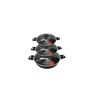 3-Piece Karahi Pan Set – 26cm, 28cm, 30cm Non-Stick Cooking Pans for Indian Cuisine


