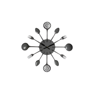 Maison by Premier Romero Grey Cutlery Wall Clock – 34cm Modern Kitchen Wall Clock with Fork & Spoon Design

