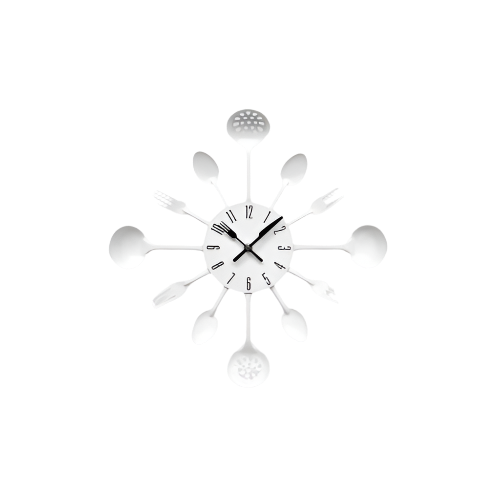 Maison by Premier Romero White Cutlery Wall Clock – 34cm Modern Metal Kitchen Clock with Fork & Spoon Design

