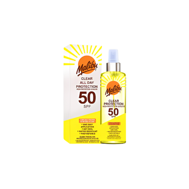 Malibu SPF50 Sun Clear Spray 250ml – High Protection Sunscreen Bottle

