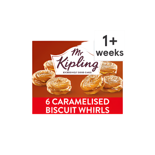 Mr Kipling Caramelised Biscuit Viennese Whirls – 6 Pack Cream-Filled Cakes


