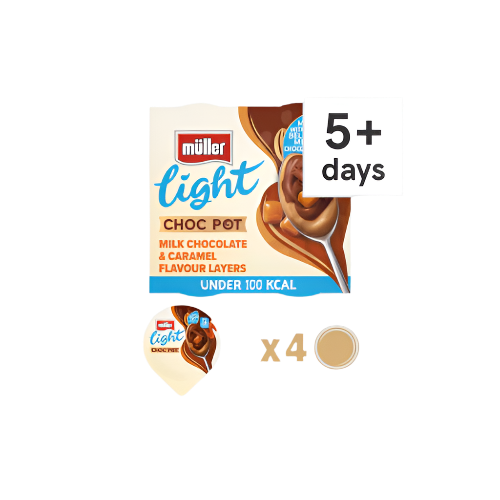 Müller Light Choc Pot Caramel Layers Dessert 4x80g – Low-Fat Chocolate & Caramel Mousse Pots

