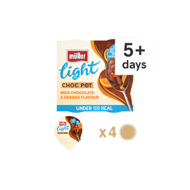 Müller Light Choc Pot Chocolate Orange Dessert 4x80g – Low-Fat Mousse Treat

