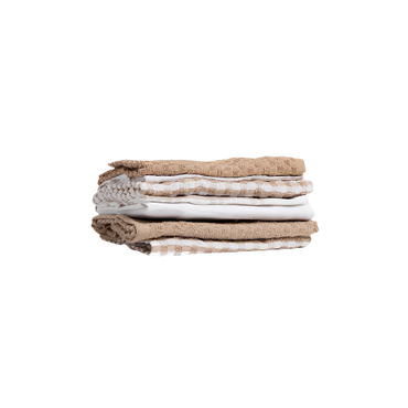 Open Kitchen 7 Pack Bumper Tea Towel Set in Brown - Premium Absorbent Kitchen Towels


