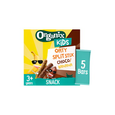 Organix Kids Choco & Banana Oaty Split Stix Bars 5 x 23g – Healthy Snack for Kids 3+ Years

