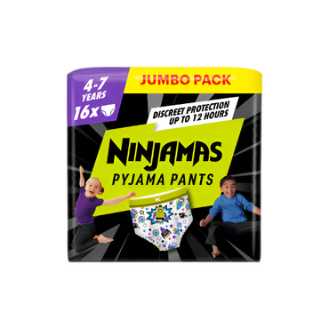 Pampers Ninjamas Pyjama Pants (4-7 Years) – 16 Pack | Soft & Absorbent Night Protection

