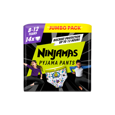 Pampers Ninjamas Pyjama Pants (8-12 Years) – 14 Pack | Overnight Bedwetting Protection

