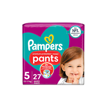 Pampers Premium Protection Nappy Pants Size 5 – 27 Pack | Ultra-Soft & Leak-Free Protection

