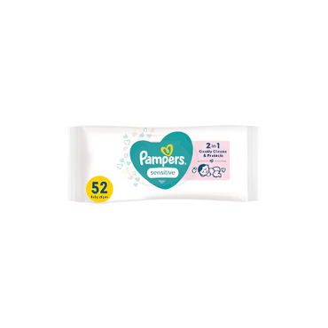 Pampers Sensitive Baby Wipes 52 Pack – Plastic-Free & Hypoallergenic for Newborns

