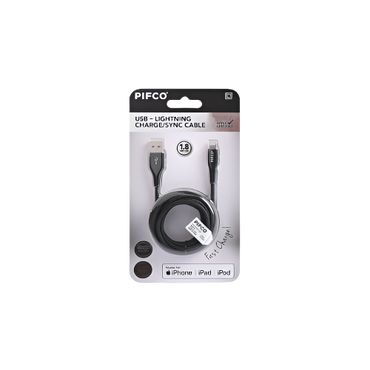 Pifco 1.8m USB to Lightning Charging Cable – Fast & Durable Charger for iPhone & iPad