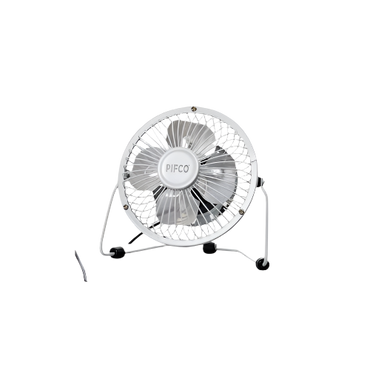 Pifco 4-inch USB Mini Desk Fan – Compact, Quiet & Portable Cooling Fan (White)
