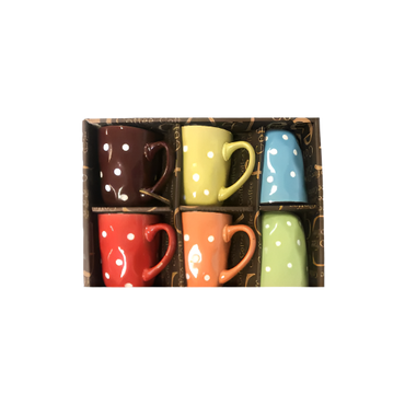 Polka Dot Ceramic Coffee and Tea Mug Set – 6-Piece Stylish Cup Set – IndianGroceryUK

