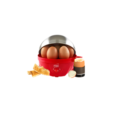 Red Electric Egg Boiler Poacher and Steamer – 7 Egg Capacity, Non-Stick Tray, Quick & Easy Cooking