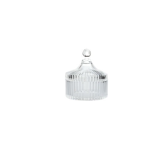Ribbed Glass Storage Jar with Lid – 12x10.4cm Candy and Sugar Bowl – IndianGroceryUK