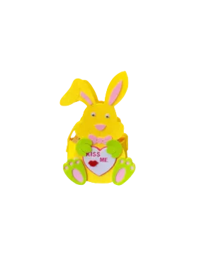 Small felt gift bag with Kiss Me rabbit design assorted colours