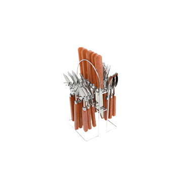 SQ Durane 24-Piece Metal Cutlery Set – Brown Glitter Handle Stainless Steel Forks, Knives, Spoons


