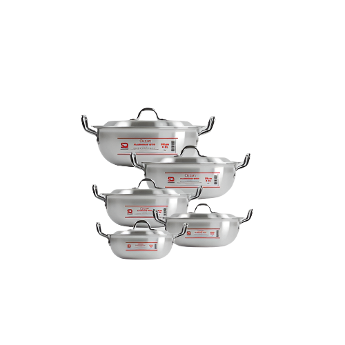 SQ Professional Galaxis Octan Karahi Pot Set – 5 Aluminium Cooking Pots (21cm–30cm)

