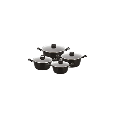 SQ Professional Zoya Forged Stockpot Set of 4 Black – Non-Stick Cookware with Lids


