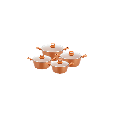 SQ Professional Zoya Forged Stockpot Set of 4 Copper – Premium Non-Stick Cookware with Glass Lids

