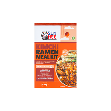 Sun Hee Korean Kimchi Ramen Meal Kit 510g – Spicy Instant Noodles for 4 People

