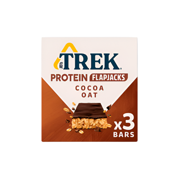 TREK Protein Flapjacks - Cocoa Oat (3 Pack, 150g) | High-Protein Energy Snack, Natural Ingredients


