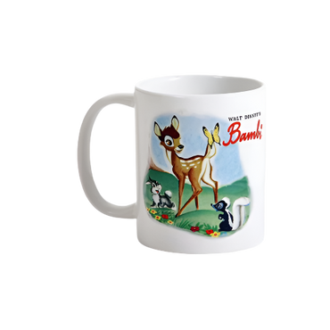 Vintage Forest Fawn Mug – 350ml Ceramic Coffee Cup with Woodland Animal Illustration

