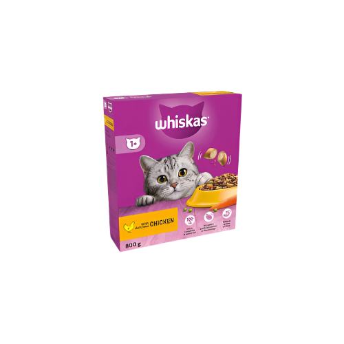 Whiskas 1+ Adult Dry Cat Food Chicken Flavor 800g – Healthy Cat Nutrition
