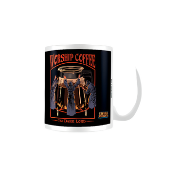 Retro “Worship Coffee” Mug – 350ml Funny Parody Ceramic Cup in Steven Rhodes Style

